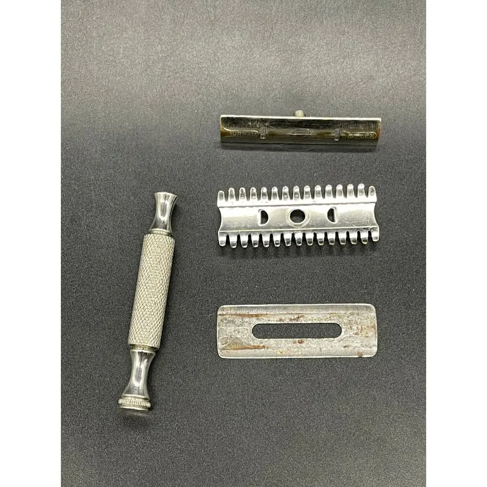 Vintage 1907 Durham Duplex Short Open Comb Double Blade Safety Razor *See Photos